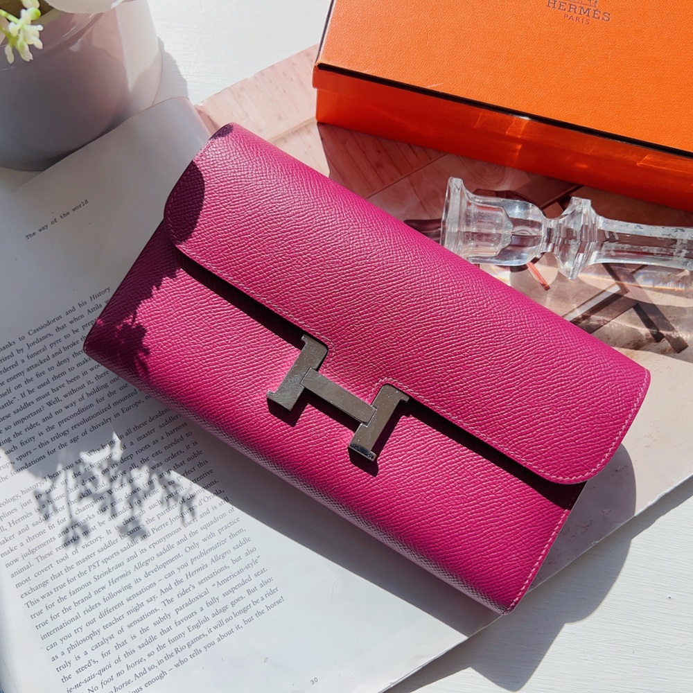 Hermes Constance wallet silver E leather